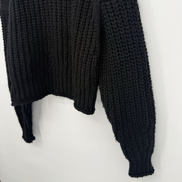 Express Black Chunky Knit Mock Neck Sweater Oversized Size Small Polyester - Picture 9 of 13